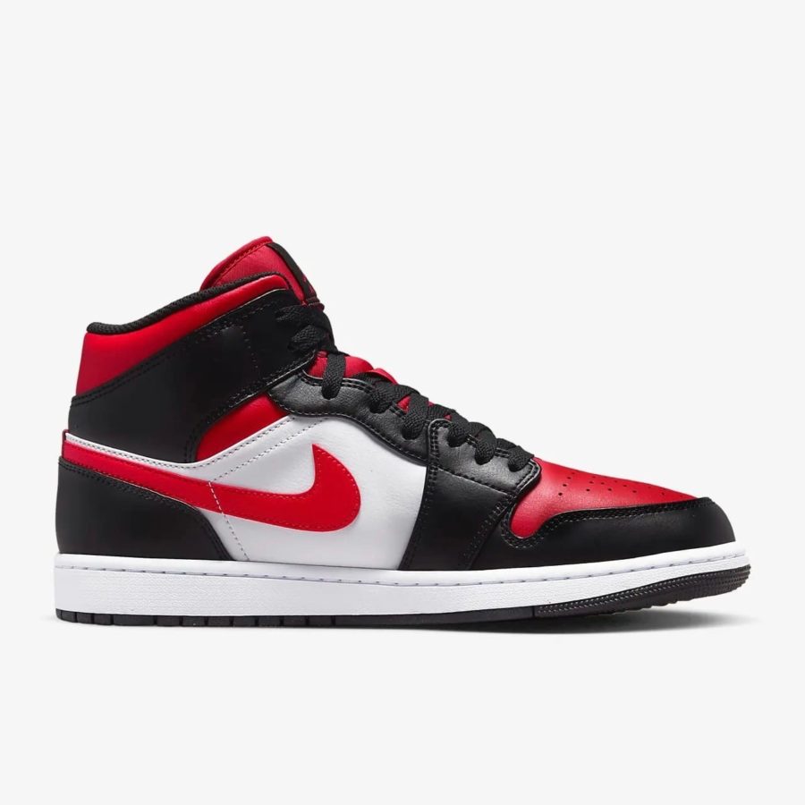 Кроссовки Nike Air Jordan 1 Mid «Bred Toe White Black Red» мужские