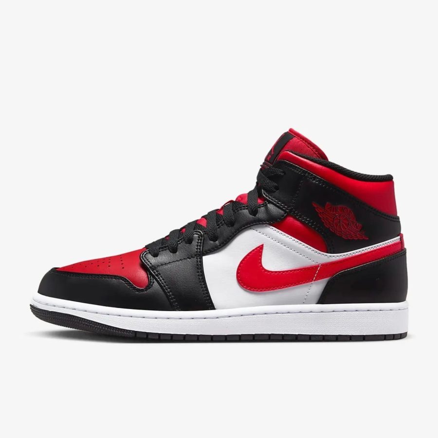 Кроссовки Nike Air Jordan 1 Mid «Bred Toe White Black Red» мужские